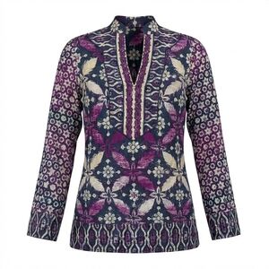 Tory Burch Purple Floral Silk Tunic Size 2